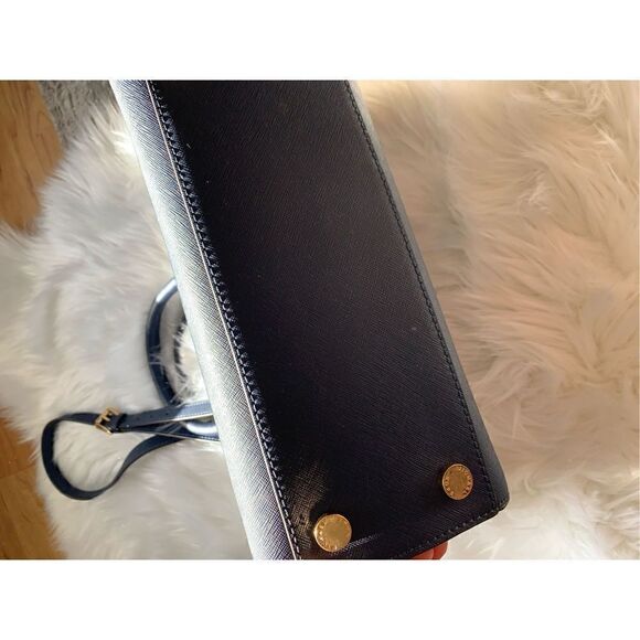 Michael Kors Leather Satchel / Tote Navy Blue - Picture 7 of 12